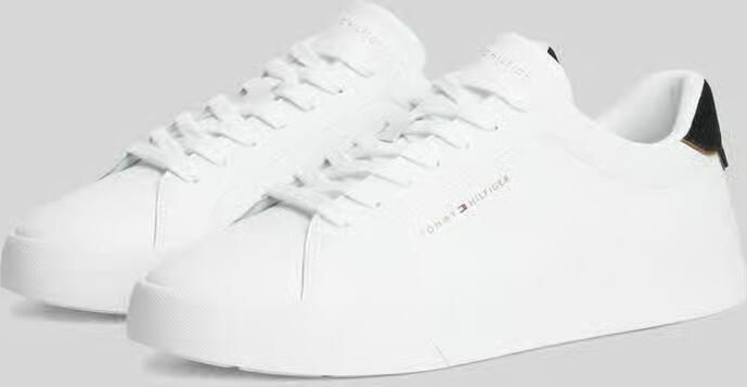 Tommy Hilfiger Sneakers van mix van leer en textiel met labelopschrift