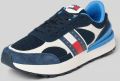 Tommy Jeans low top sneakers met echt leer-garnering model 'TECHNICAL RUNNER ESS' - Blauw
