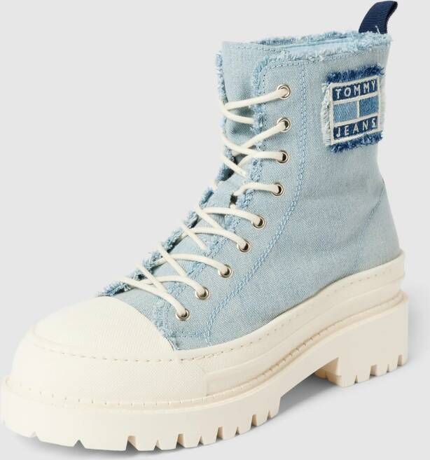 Tommy Jeans Veterboots met labelpatch model 'FOXING DENIM' - Foto 3