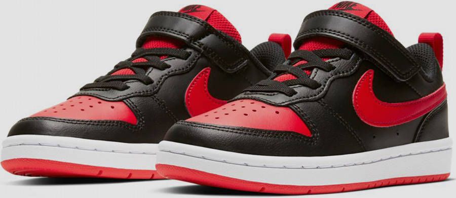 Nike court borough low 2 sneakers zwart rood kinderen