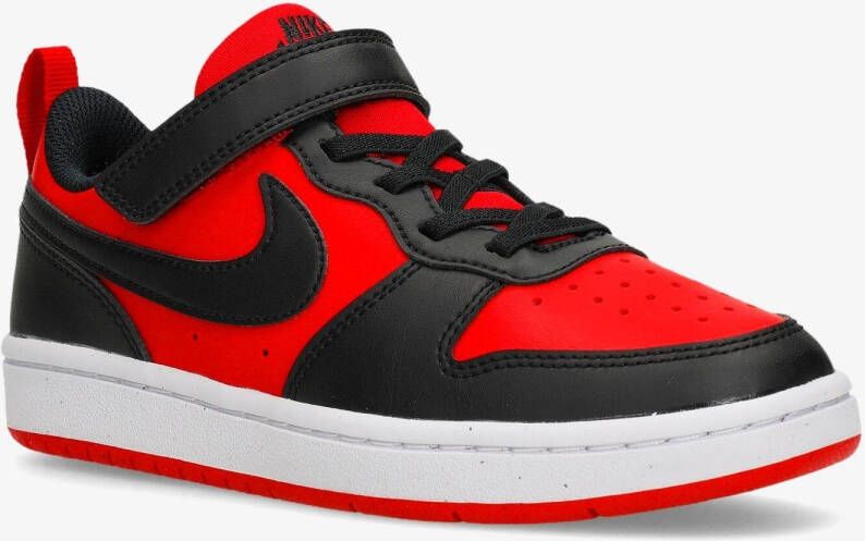 Nike court borough low recraft classic sneakers rood zwart kinderen