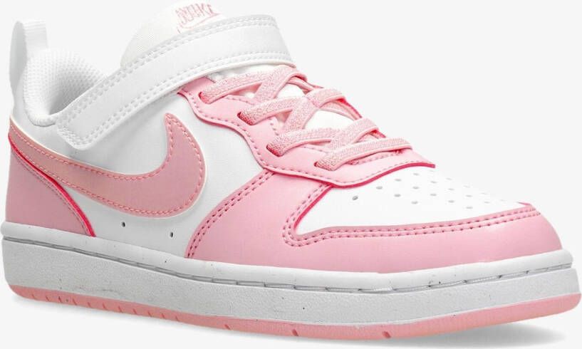 Nike court borough low recraft sneakers wit roze kinderen