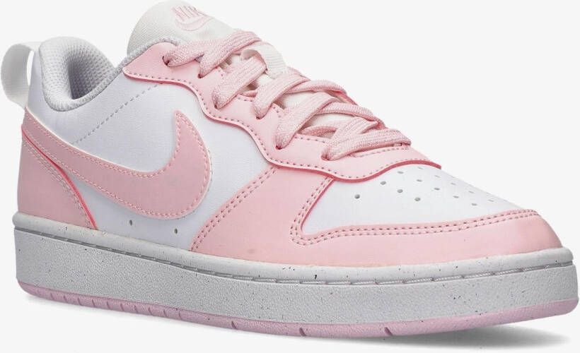 Nike court borough low recraft sneakers wit roze kinderen