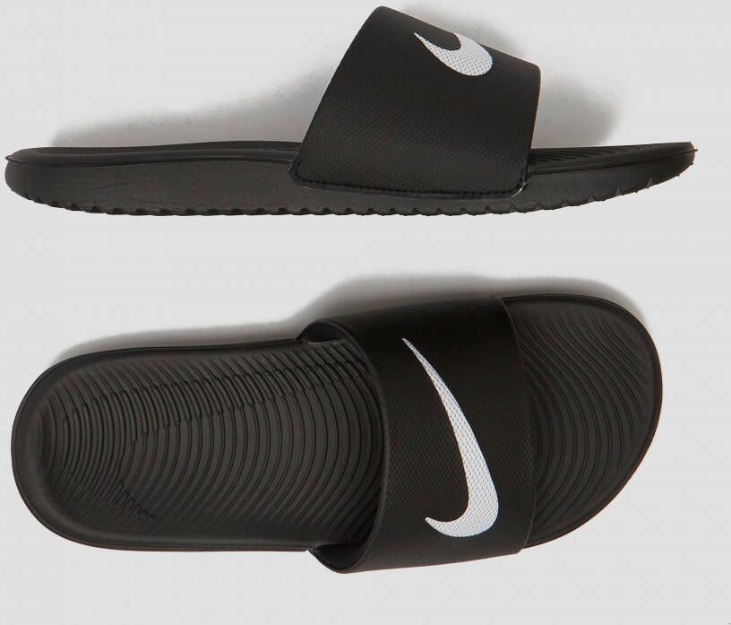 Nike kawa slide slippers zwart wit kinderen