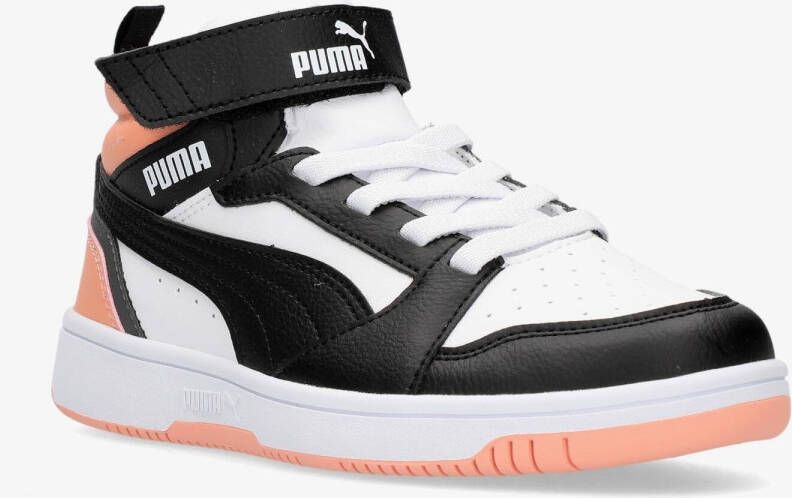 Puma rebound v6 mid sneakers wit roze kinderen