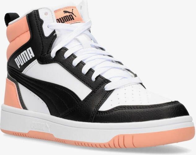 Puma rebound v6 mid sneakers wit roze kinderen