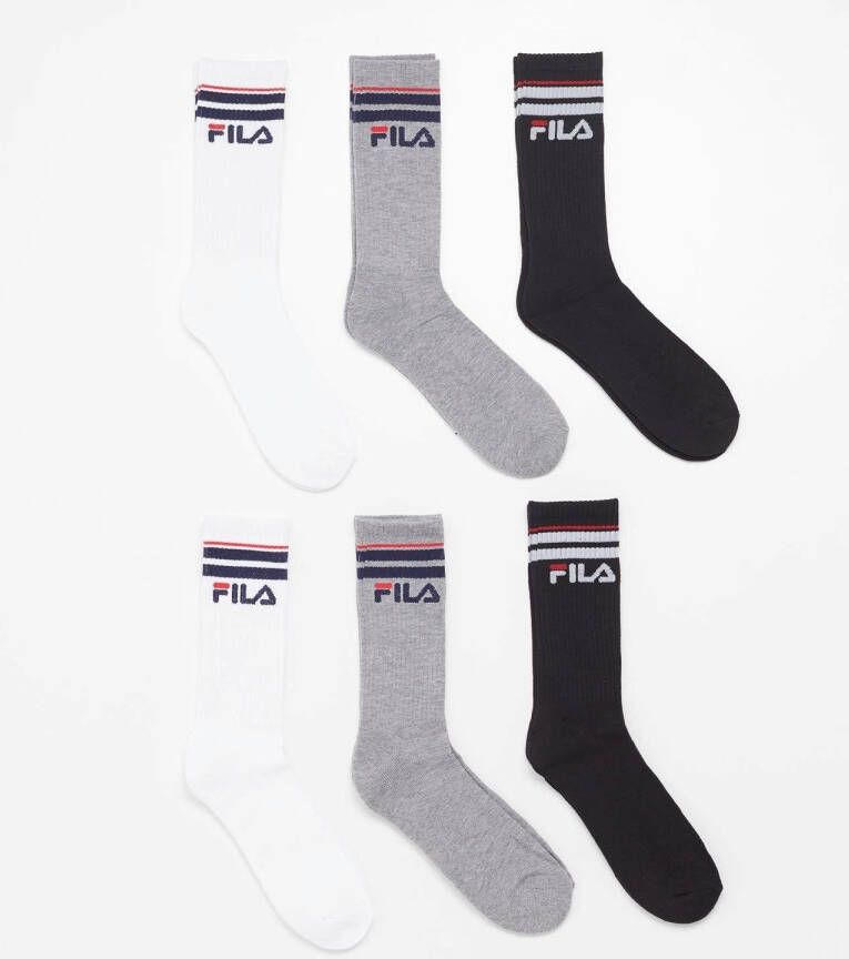 Fila sokken 6-pack wit zwart