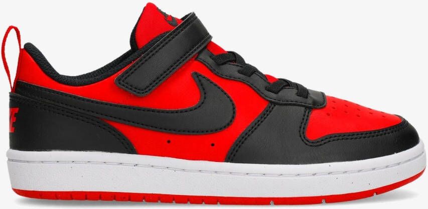 Nike court borough low recraft classic sneakers rood zwart kinderen