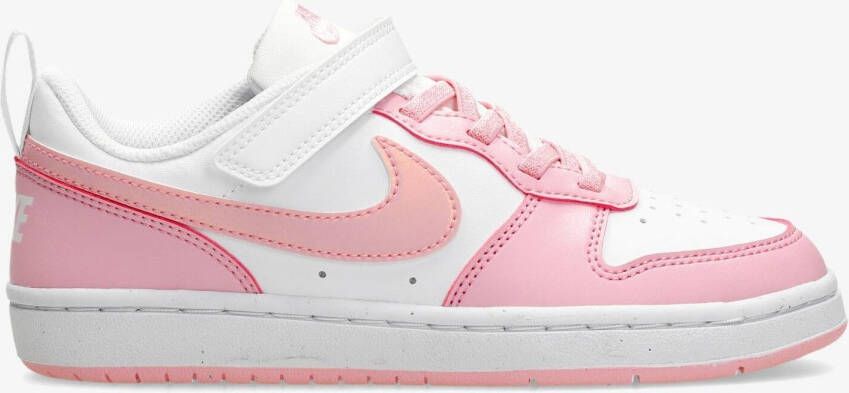 Nike court borough low recraft sneakers wit roze kinderen