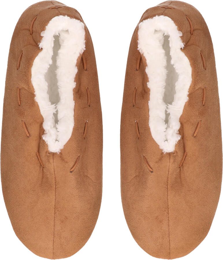 Antonio World Fashion Pantoffels sloffen voor dames camel bruin Spaanse sloffen teddy voering