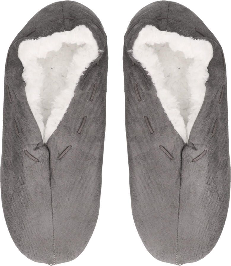 Antonio World Fashion Pantoffels sloffen voor dames grijs Spaanse sloffen teddy voering
