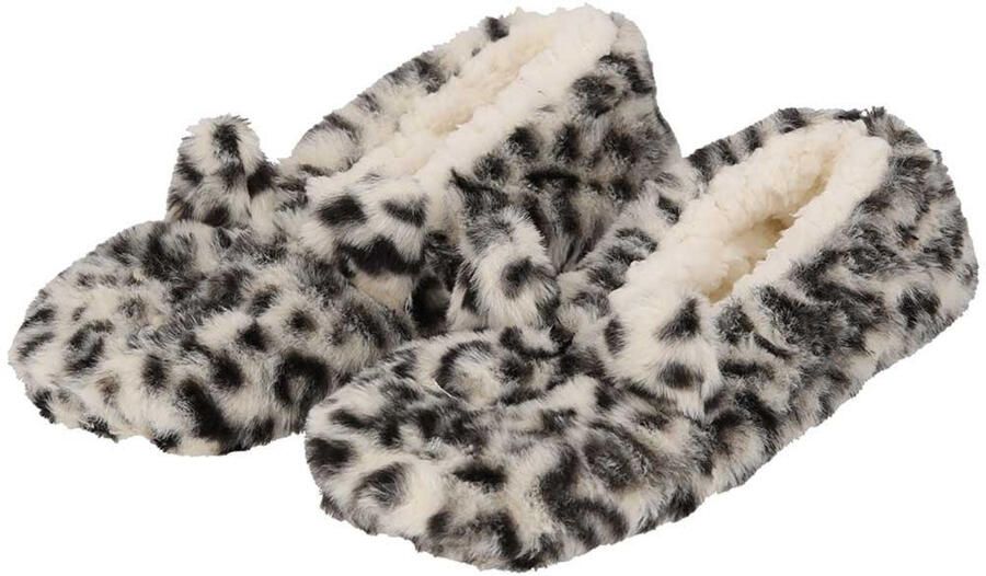 Apollo Ballerina sloffen dames wit luipaard print pantoffels antislip zool