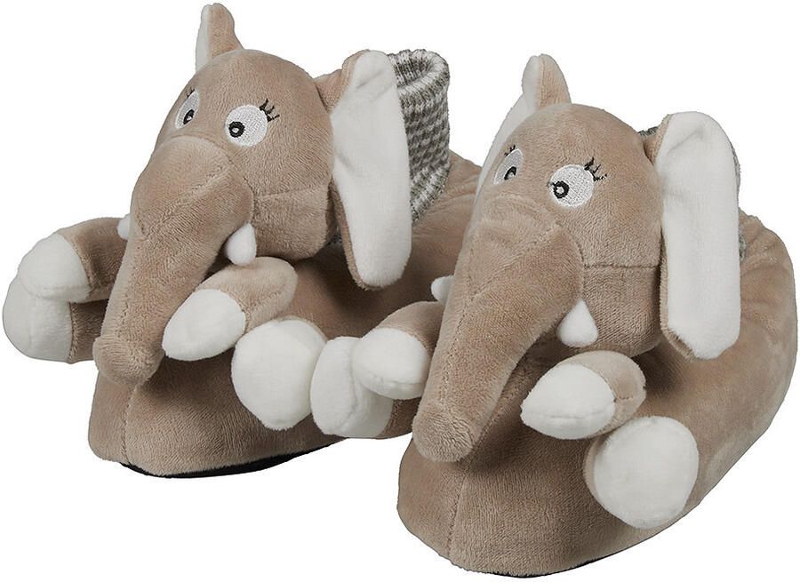 Apollo Dieren sloffen pantoffels olifant peuters Pluche dierensloffen olifantenkop