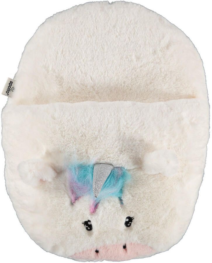 Apollo Grote voetenwarmer slof eenhoorn wit one size 30 x 27 cm