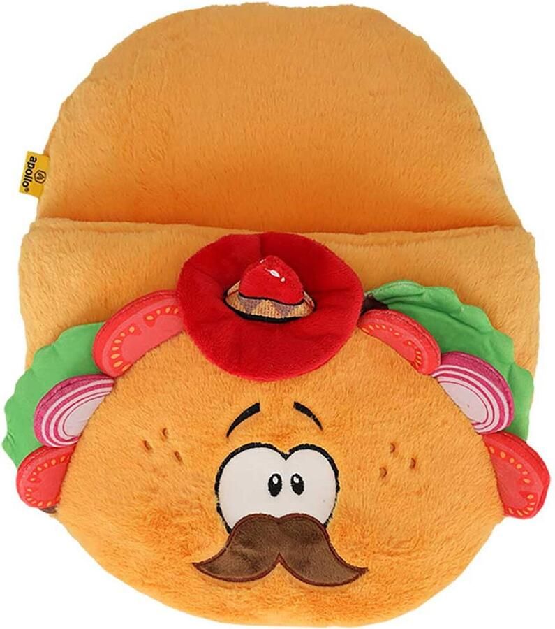 Apollo Grote voetenwarmer slof Fastfood taco one size 30 x 27 cm polyester