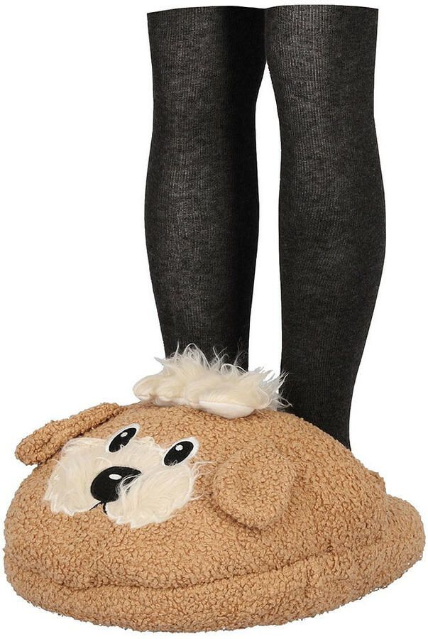 Apollo Grote voetenwarmer slof Terri?r hond beige one size 30 x 27 cm polyester