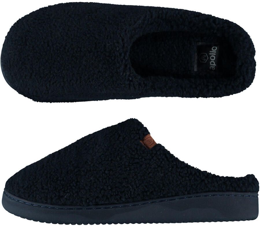 Apollo Instapper slippers pantoffels Teddy wol donkerblauw Volwassenen