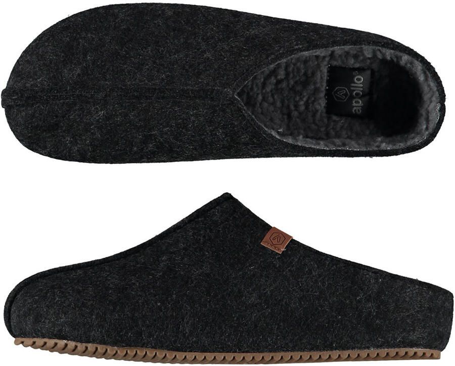 Apollo instappers slippers pantoffels antraciet heren polyester rubber zool