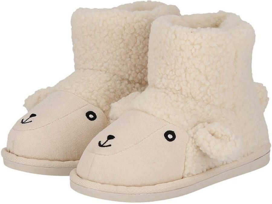 Apollo kindersloffen schaap wit pantoffels met antislip voor kinderen teddystof