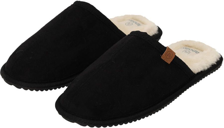 Apollo pantoffels zwart met bont voor dames sloffen