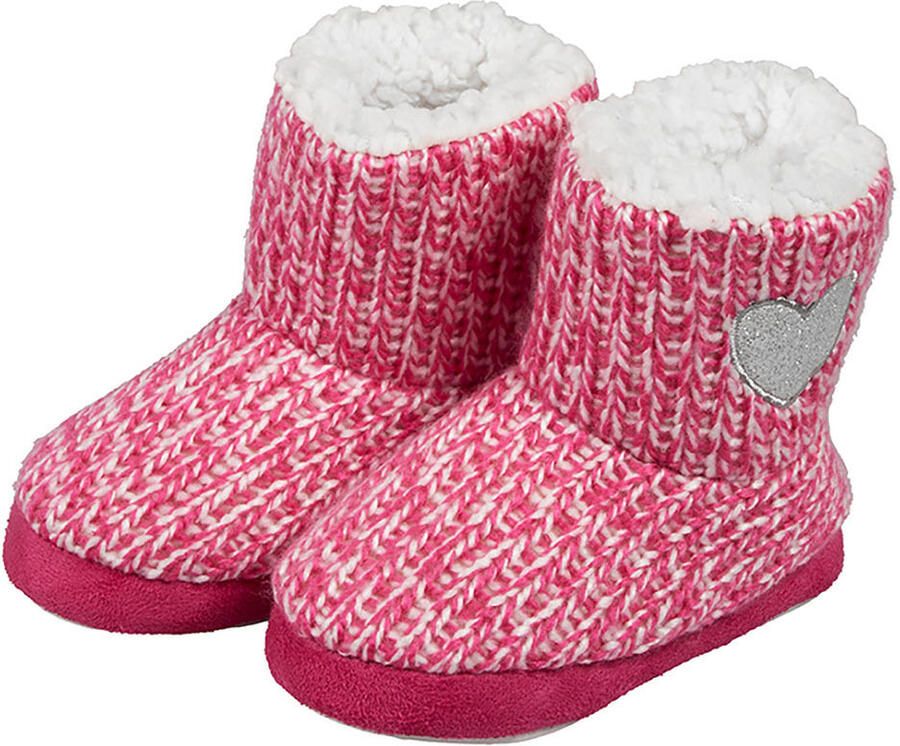 Apollo Peuter sloffen pantoffels met hart hoog model roze