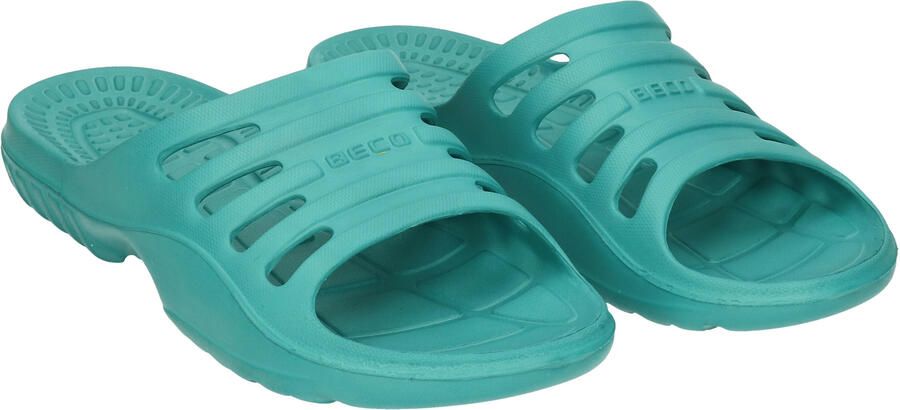 Beco Bad sauna slippers met voetbed aqua blauw volwassenen Badslippers antislip