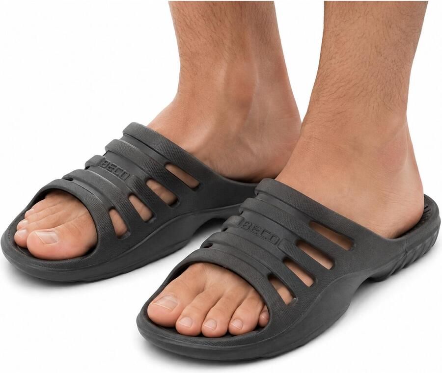 Beco Bad sauna slippers met voetbed zwart volwassenen Badslippers antislip