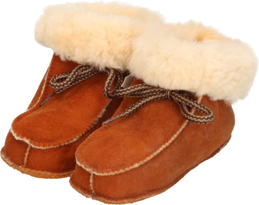 Bernardino baby peuter pantoffels sloffen bruin lamsleer met wol