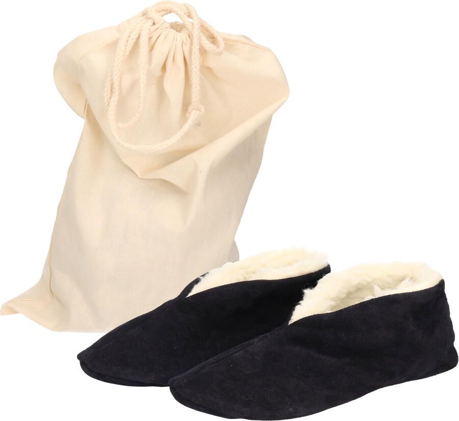 Bernardino Navy Spaanse kinder sloffen pantoffels van echt leer suede met opbergzak