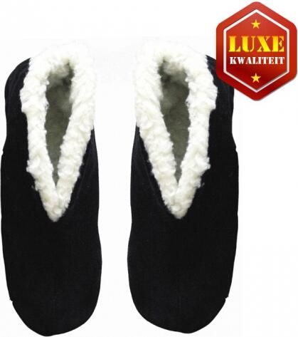 Bernardino Zwarte echte suede Spaanse sloffen dames maat