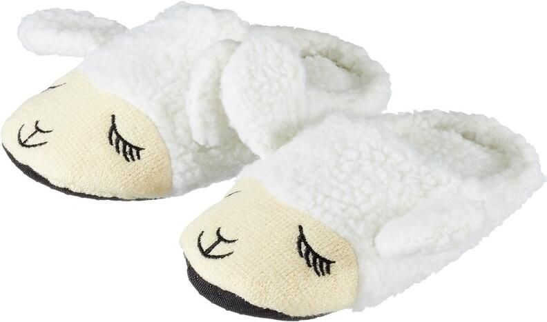 Merkloos Kinder dieren pantoffels sloffen lama alpaca wit slippers