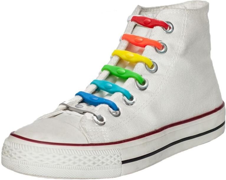 Shoeps elastische veters 14x regenboog sneakers sportschoenen geen strikken nodig