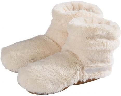 Warmies Magnetron warmte sloffen pluche voor dames Beige Hoge slofsokken