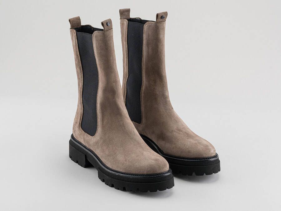Rehab Footwear Kara Suède | Taupe zwarte hoge chelsea boots