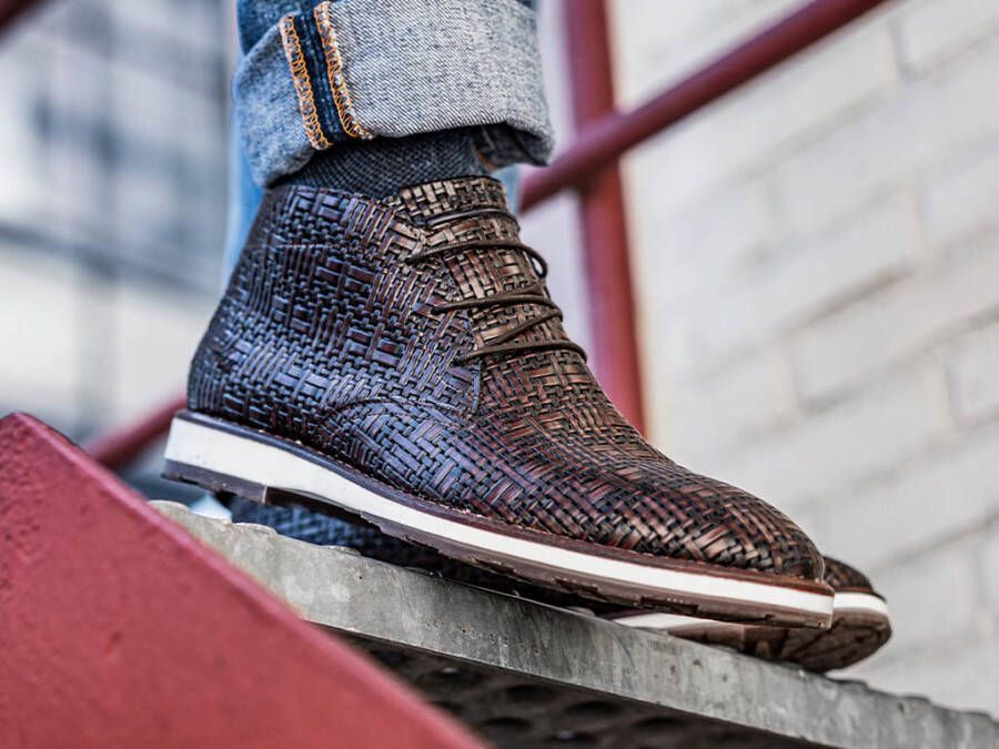 Rehab Footwear Potsavivo Weave | Donkerbruine veterschoen