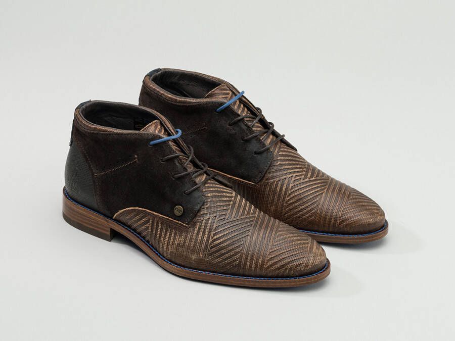 Rehab Footwear Salvador Zig Zag | Halfhoge bruine nette schoenen