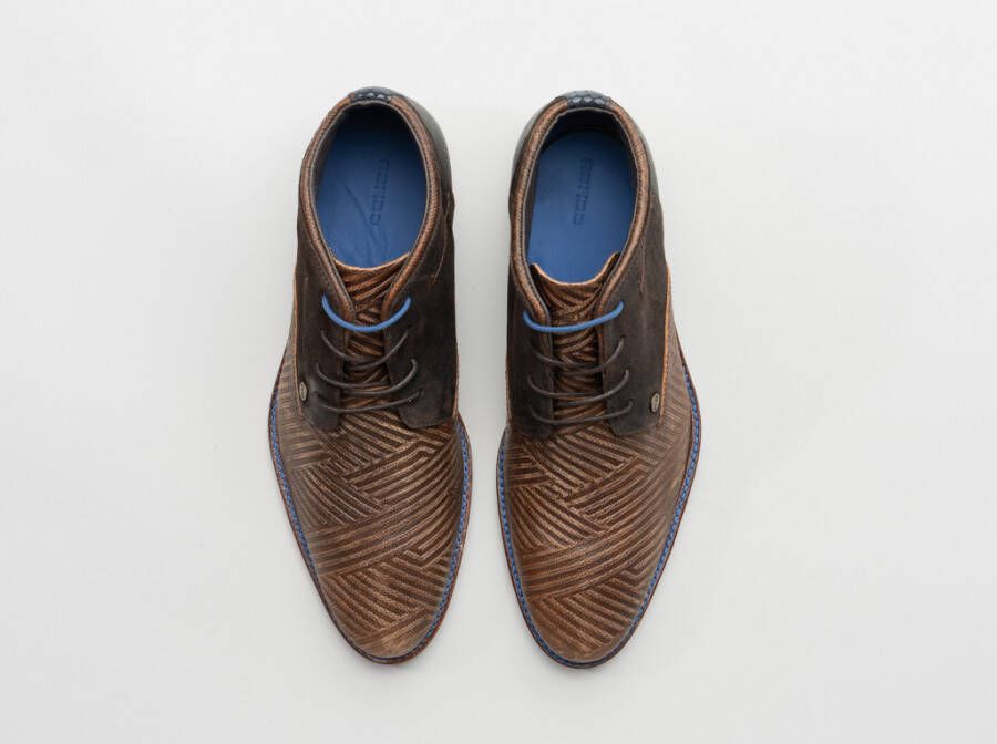 Rehab Footwear Salvador Zig Zag | Halfhoge bruine nette schoenen