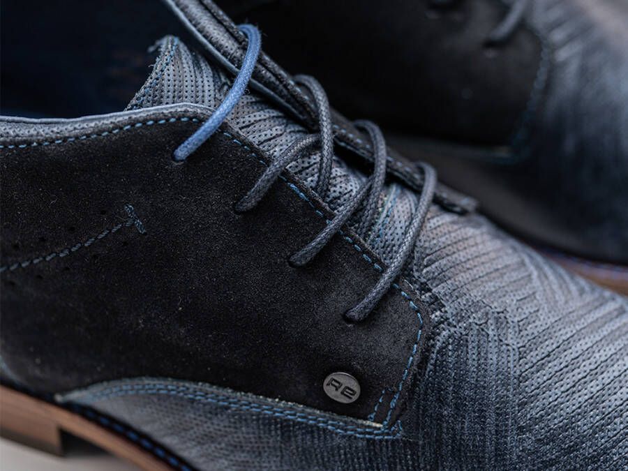 Rehab Footwear Salvador Zig Zag | Halfhoge donkerblauwe nette schoenen