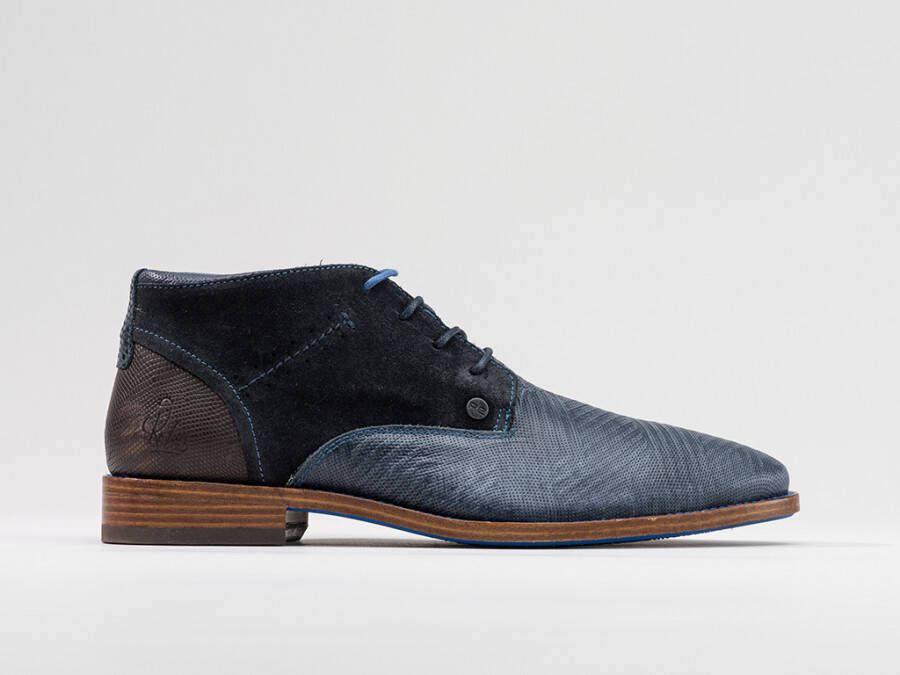Rehab Footwear Salvador Zig Zag | Halfhoge donkerblauwe nette schoenen