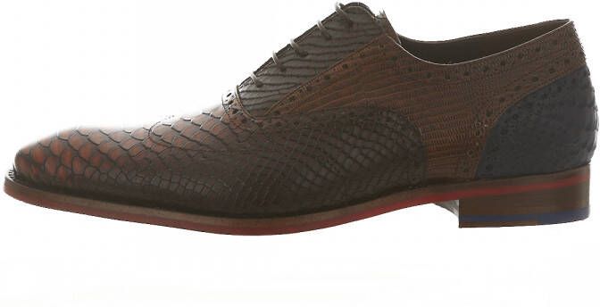 Floris van Bommel Veterschoen Floris Dressed DarkCognac Snake