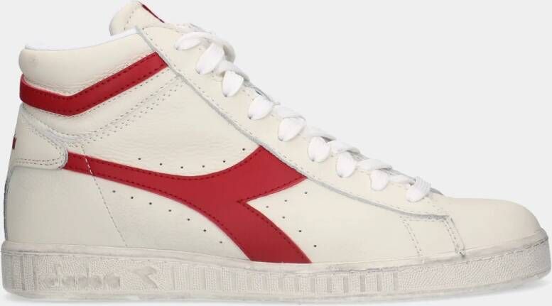 Diadora Game L High Waxed White Red pepper heren sneakers