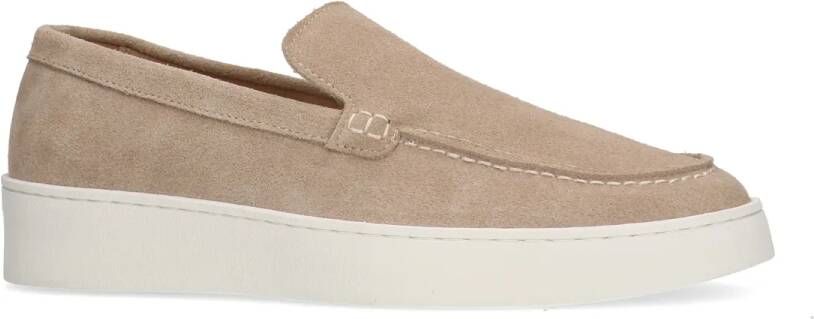 Sacha Beige suède loafers met plateau zool