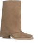 Sacha Dames Beige suède western enkellaarsjes met flap - Thumbnail 3