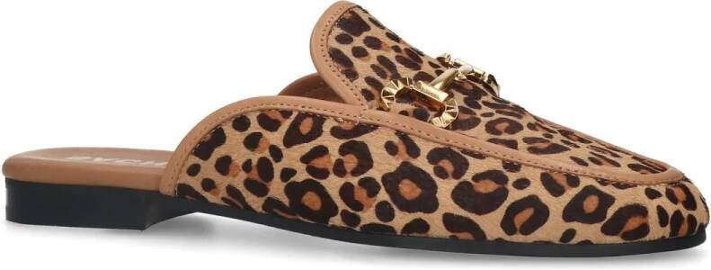 Sacha Leopard slip on loafers met goudkleurige chain