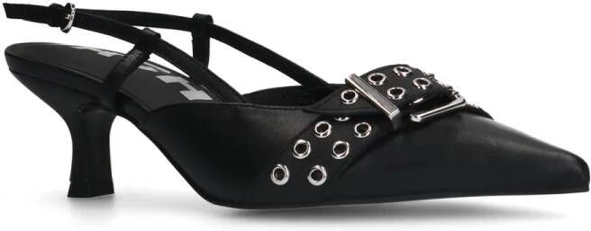 Sacha PRE-ORDER Zwarte buckle slingbacks met kitten heel