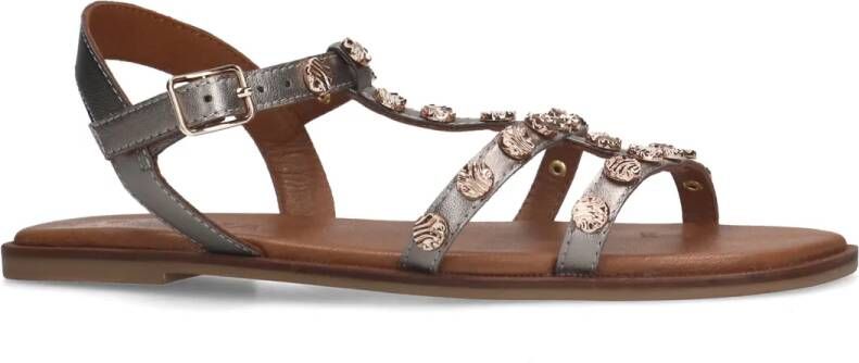 Sacha Zilveren sandalen met goudkleurige details