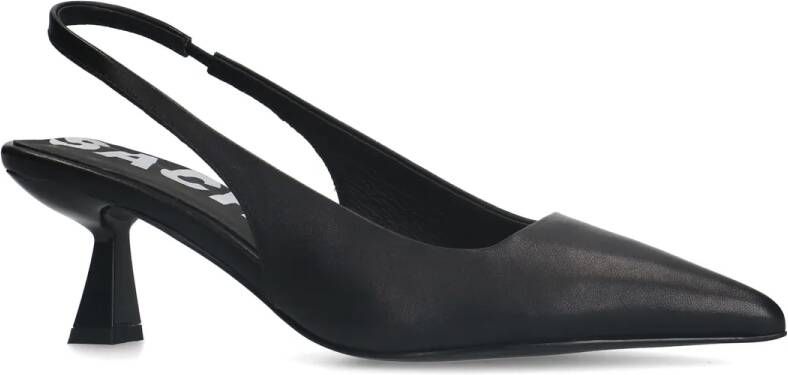 Sacha Zwarte leren slingback pumps