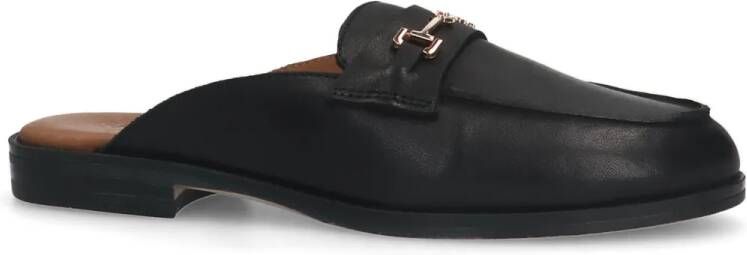 Sacha Zwarte leren slip on loafers