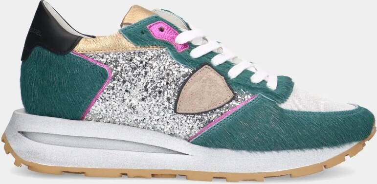 PHILIPPE MODEL Hub Philippe Model Tropez Haute Green Silver dames sneakers