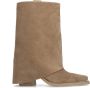 Sacha Dames Beige suède western enkellaarsjes met flap - Thumbnail 2